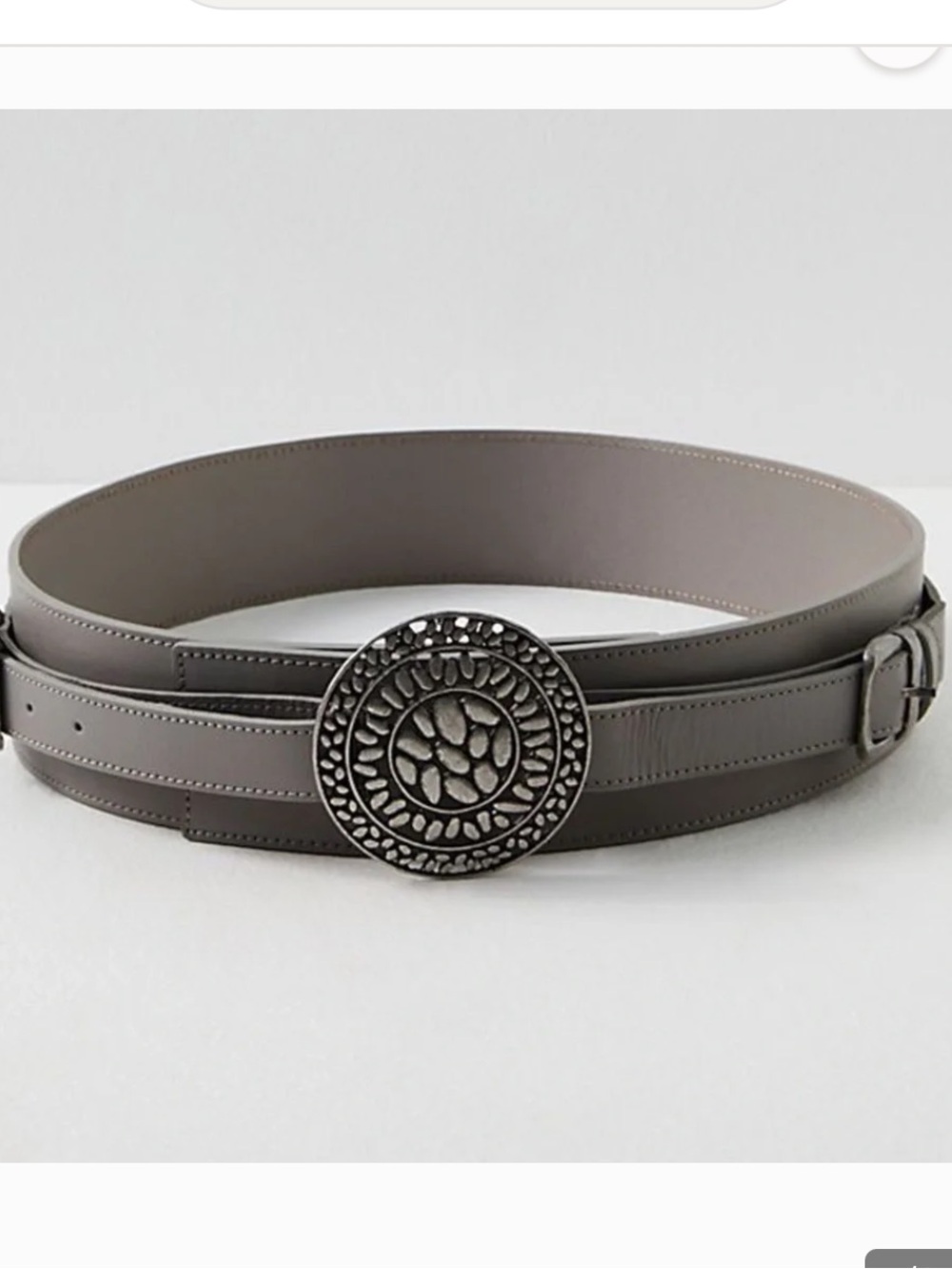 Free People Hip Belt in Taupe Gray with Decorative Silver Buckle